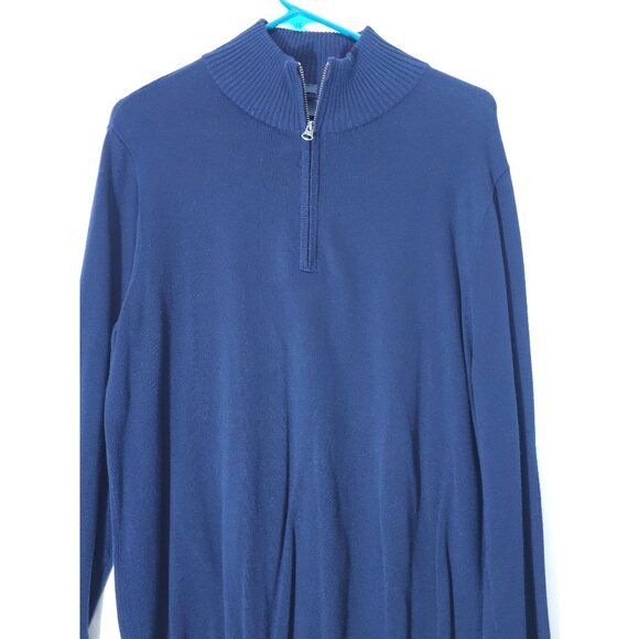 J.Crew Slim Fit Cotton Half-Zip Sweater Dark Blue Ribbed Collar - Picture 8 of 14